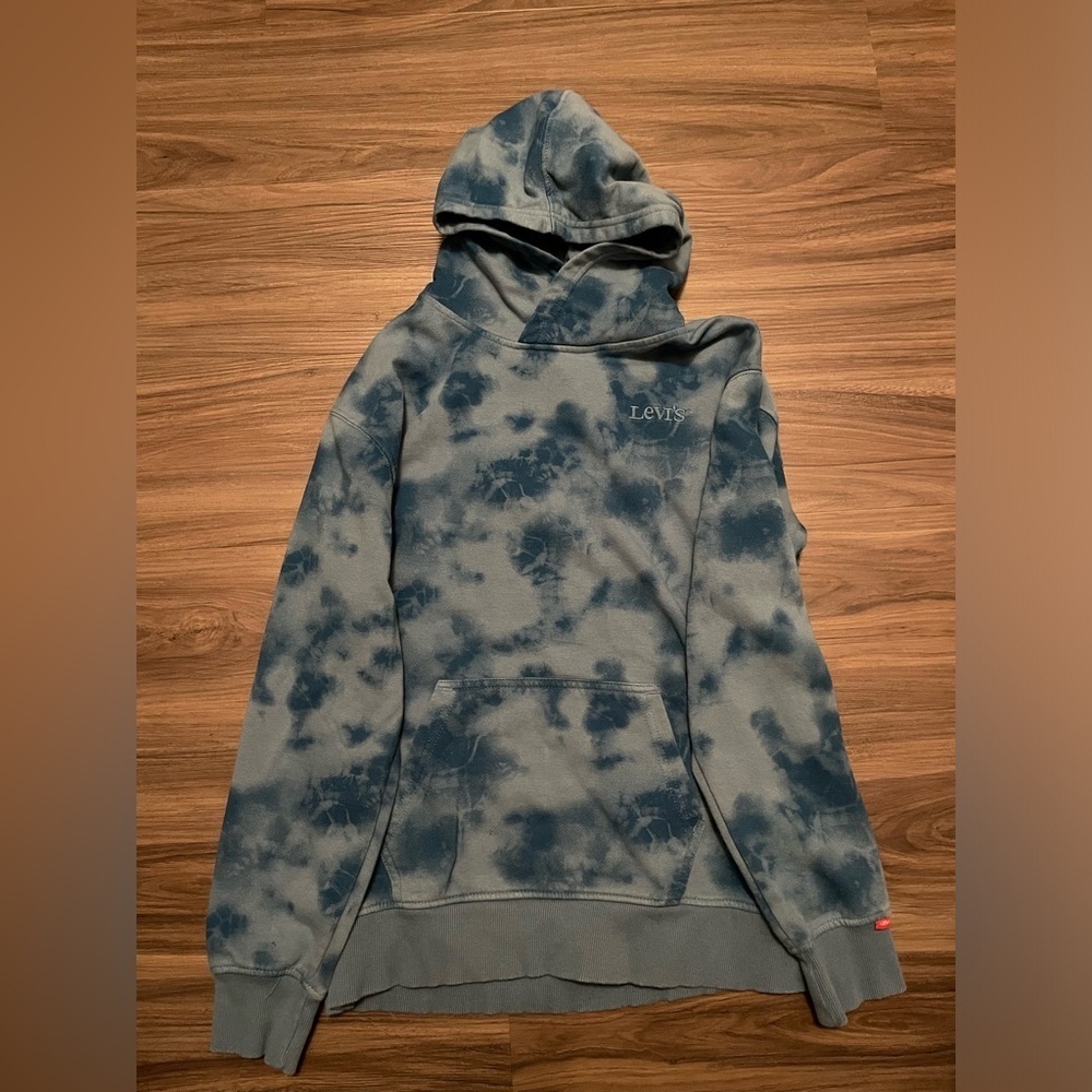 Levi's Boys Gray and Blue Tue Dye Smoke Pattern Hoodie size L